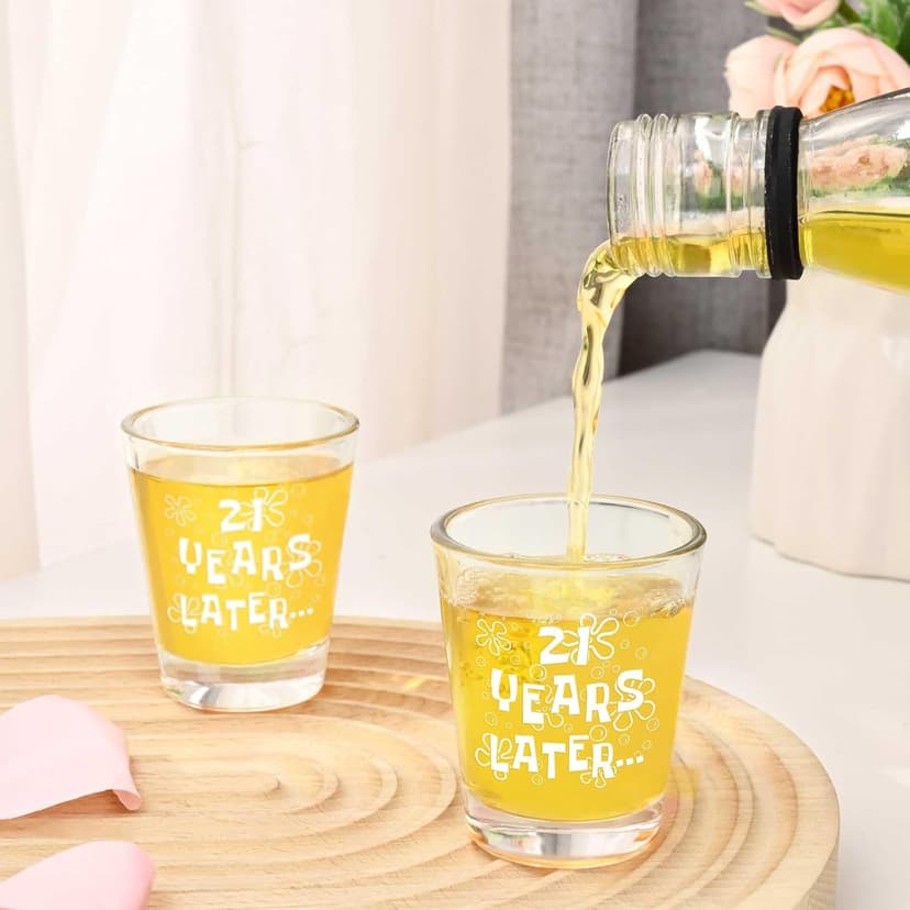 Futtumy 21 Years Later Shot Glasses Set 2, 21st Birthday Gift for Her, 21st Birthday Gifts for Him, Gifts for 21 Year Old Male Female Women Men Son Daughter, Funny Birthday Present for Him or Her B0G4GX17D8