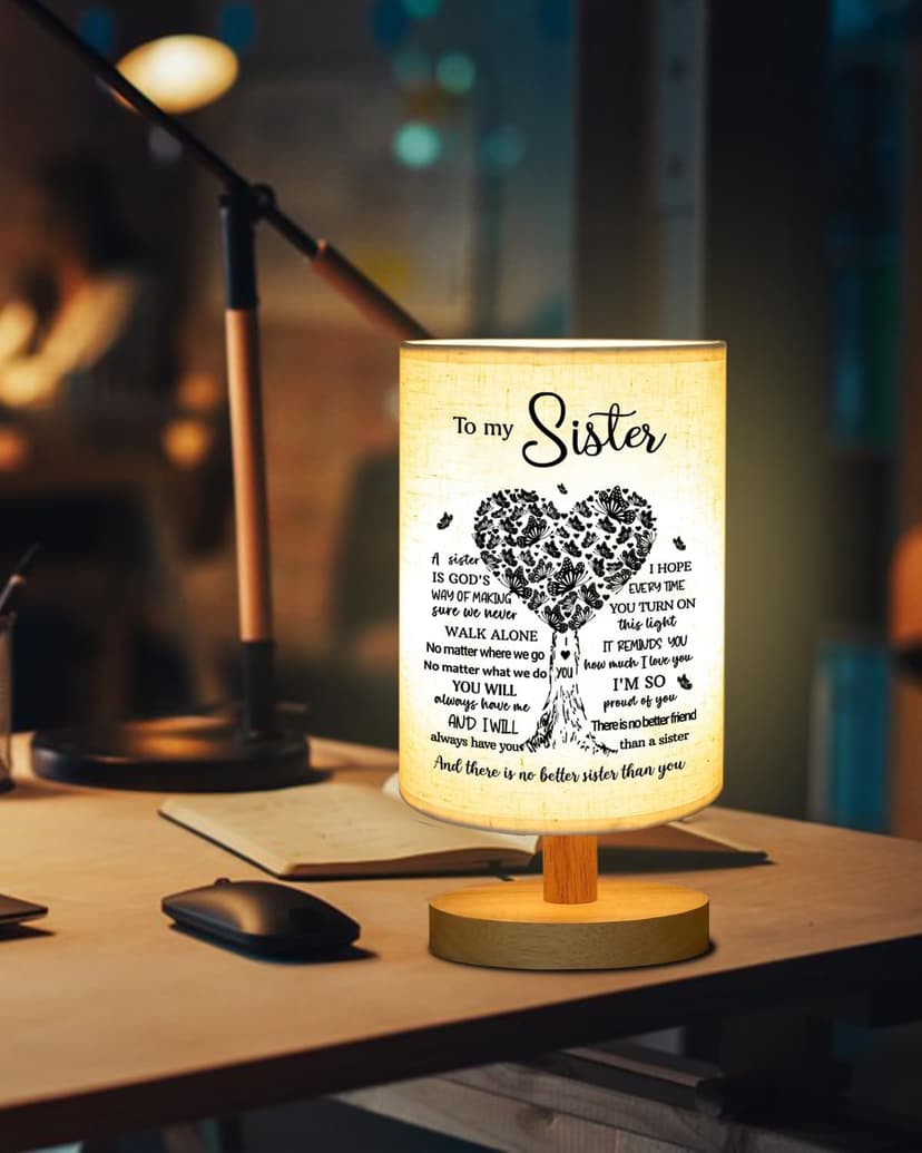 Sisters Gifts from Sister, to Sister Fabric Table Lamp, Sister Valentines Day Birthday Gifts for Sister, Bedside Table Lamp Gifts for Sisters from Sisters Adult