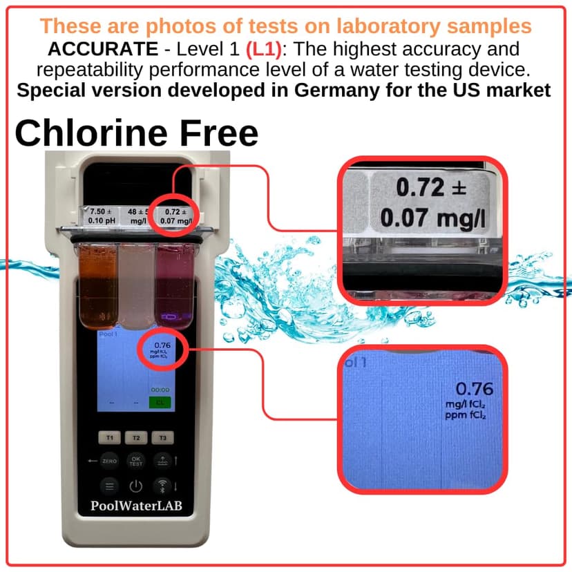 Digital Pool Water Tester Photometer – Accurate Water Analyzer for Pools, Spas & Hot Tubs – Tests 27 Parameters – Bluetooth/WiFi – App for pH, Chlorine, Alkalinity & More
