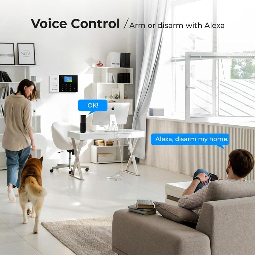 PGST WiFi Wireless Home Alarm System - 2025 Home Security System, 10-Minute Installation, 4 Door & Window Sensors + 2 Motion Sensors, APP Remote Control, Compatible with Alexa, No Monthly Fee