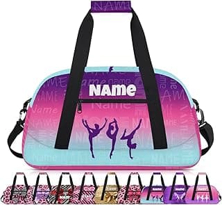Opalaughs Custom Gymnastics Bag with Name Personalized Dance Bag Sport Gym Travel Duffel Bags for Women Weekender Overnight Duffle Bags