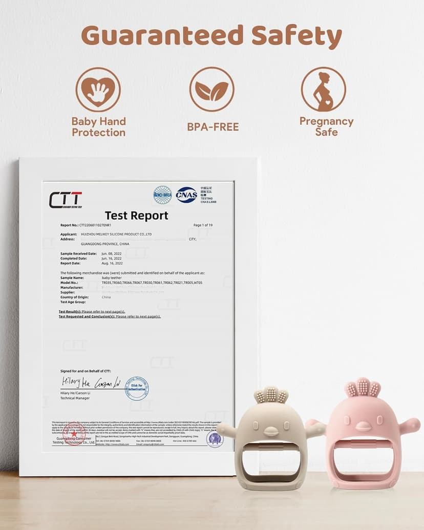 2 Pack Baby Teething Toy Silicone Teething Mitten for Babies Over 3 Months Anti Dropping Wrist Hand Teethers Baby Chew Toys for Sucking Needs, BPA Free (Pink & Caramel)