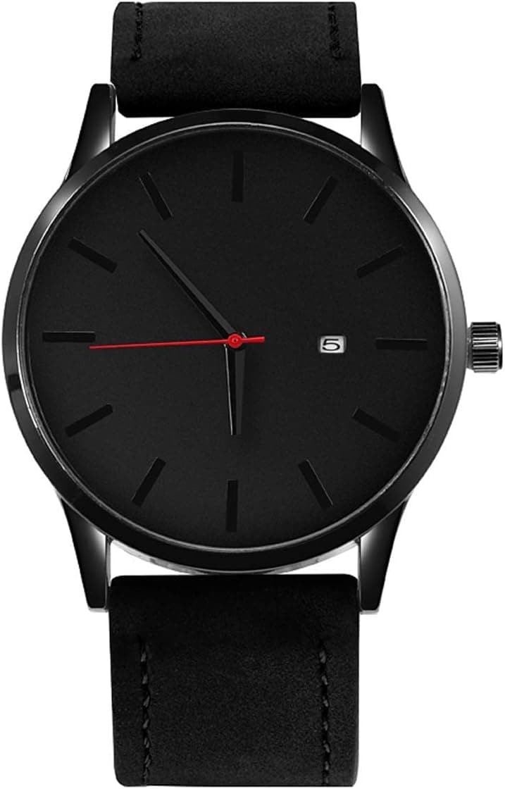 LsvtrUS Popular Low-Key Men's Quartz Wristwatch Minimalist Connotation Leather Watch (Black)