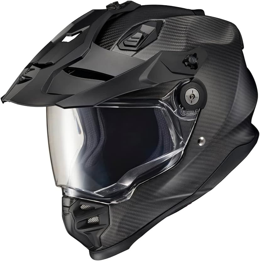 ScorpionEXO XT9000 Full Face Carbon Fiber Adventure Motorcycle Helmet with Pinlock Ready Shield Bluetooth Ready Speaker Pockets DOT ECE Solid (Matte Black - X-Large)