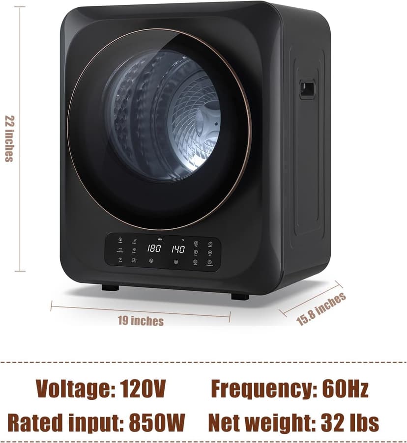 Auertech Portable Washer and Dryer Combo Set, 1.8 CU.FT Portable Clothes Dryers with Boot Dryer, 18 lbs Fully Automatic Washing Machine, 7 Wash Cycles, Compact Washer and Dryer for Apartment, RV, Dorm