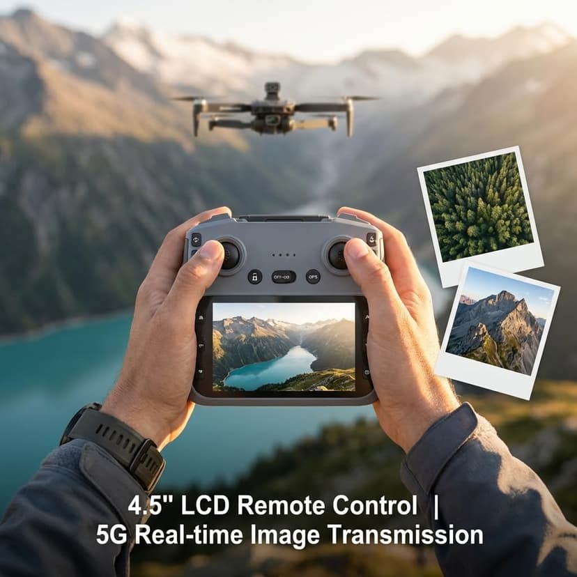 V168 Pro MAX GPS Drones with Camera for Adults 4K, RC Drone with 4.5" HD Screen on Controller, 60 Mins Flight, Long Range Transmission, 360° Obstacle Avoidance, Follow Me, Auto Return, Brushless Motor, QuickShots, Lightweight and Foldable Quadcopter for Beginner Toy Gifts