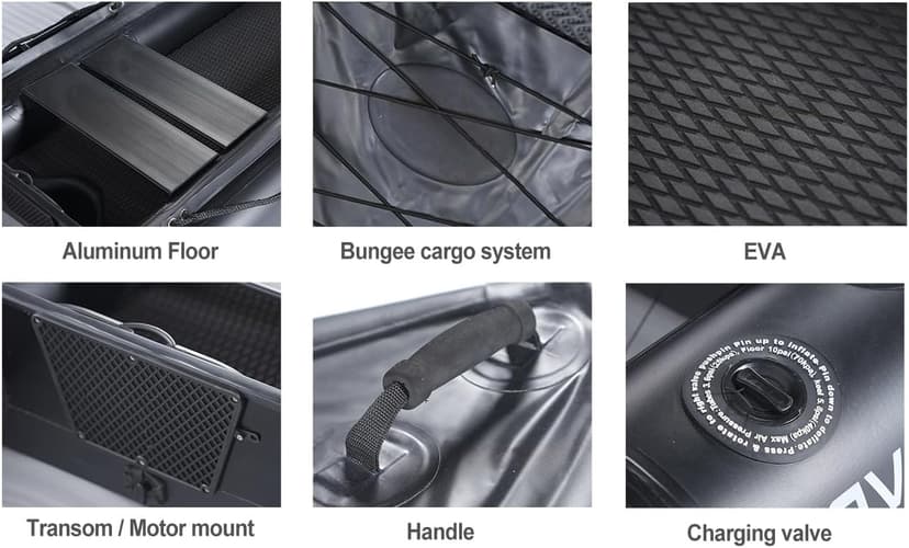 2 Person Inflatable Kayak Fishing PVC Kayak The Dimension 130'' *43'*11.8'' Inflatable Kayak Rescue Rubber Rowing Kayak with Pump Aluminum Alloy Seat Paddle Inflatable Mat, Repair Kit, Fin