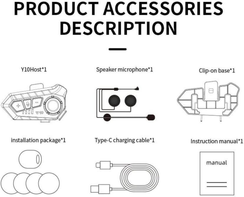 Motorcycle Helmet Bluetooth Headset Speakers with HiFi Sound,Noise Cancellation,1000mAh Battery,25 Hours Use,Boom Mircrophone,Easy to Install Use with Golves,IPX6 Waterproof,Voice Assistant