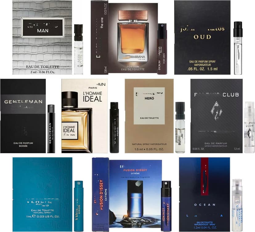 High End Random Selection Designer Fragrance Cologne Sampler Set for Men - (Pack of 10 Sample Vials)