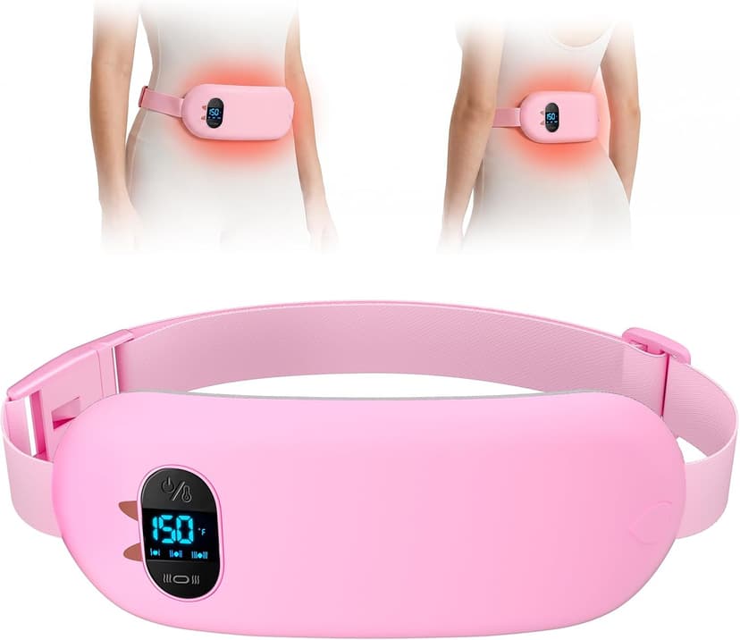 FSA HSA Eligible Portable Heating Pad for Cramps, Upgrade Cordless Electric Period Fast Heating Pad for Back Pain Relief Menstrual Belt 6 Heat 6 Massage Modes Gifts for Women Girls Her Girlfriend Pink
