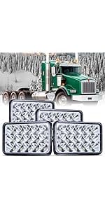 LEDMIRCY H6054 LED Headlights, 5x7 LED Headlights Rectangular 2PCS 90W High Low Sealed Beam Square 7x6 Headlight DOT Approved for Truck Chevy Cherokee Tacoma Ford Van Sedans H5054 H6014 H6052 6053