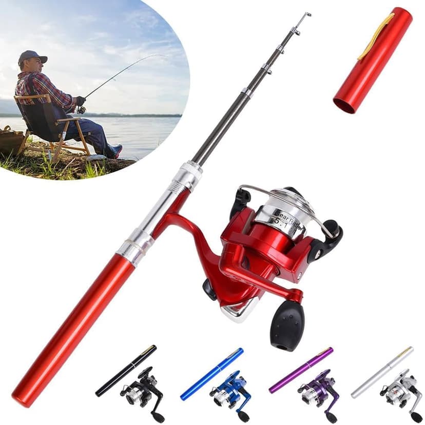 BBASILIYSD Pen Fishing Rod Kit,Pocket Size Fishing Rod,Mini Pocket Telescopic Rod with Spinning Reel,Portable Collapsible Telescopic Fishing Pole,Fishing Rod Reel Combo Kit for Saltwater Freshwater