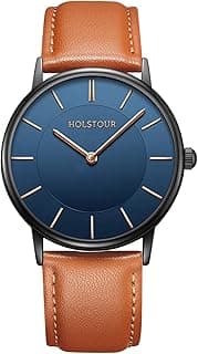 HOLSTOUR Watches for Mens Minimalist Fashion Business Wrist Watch Analog with Leather Strap