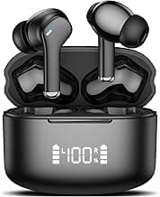 Ankriyul Wireless Earbuds, True Wireless Bluetooth Headphones with Deep Bass Stereo, Ear Buds with LED Power Display, in-Ear Earphones with Mic for iPhone/Android/iPad, Black