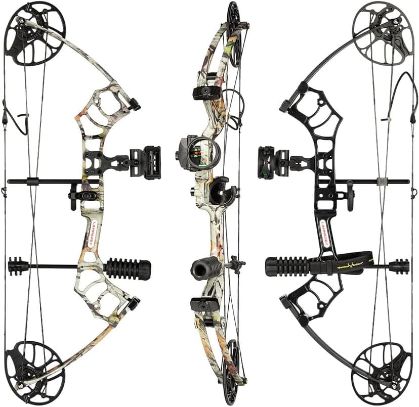 Compound Bow Package for Youth & Adults,Beginners and Women,22.5"-30" Draw Length,10-50 Lbs Draw Weight,290fps,Limbs Made in USA,Hunting Bow Archery Set