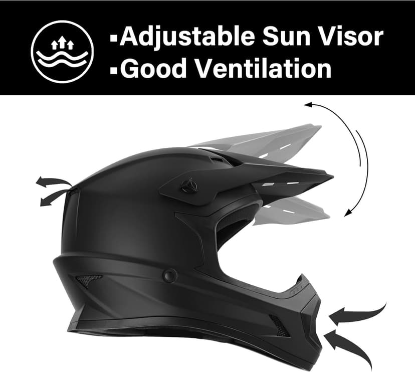 XFMT Kids Dirt Bike Helmet Youth Motorcycle Helmet DOT-Certified Full Face Helmets for Motocross ATV Off-Road Street Bike with Goggles & Gloves, Matte Black Small