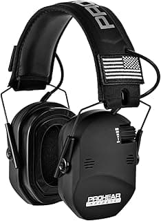 PROHEAR 022 Upgraded Electronic Shooting Earmuffs with Gel Cooling Ear Cushions - 29dB SNR Noise Reduction for Hunting & Gun Range, 5X Sound Amplification, 4 Omnidirectional Mics, HD Speakers,Black