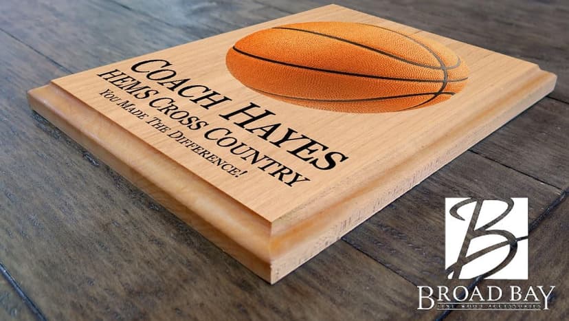 Basketball Coach Gift Plaque - Coaches Recognition Award Trophy - SIGNABLE PERSONALIZED For Team Signatures & Thank You Notes - Solid Wood - 8.5in x 11in x .75in (Basketball Coach)