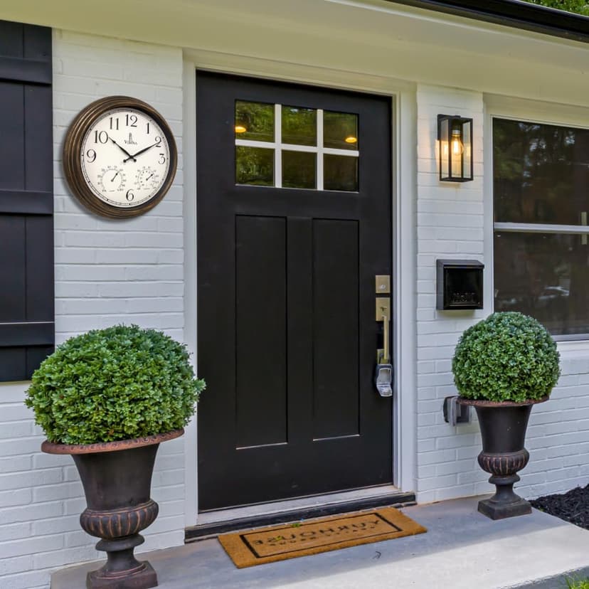 Outdoor Clocks for Patio Large Waterproof with Thermometer - 18 inch Indoor Outdoor Wall Clock with Temperature and Humidity Combo - Weatherproof, Accurate & Easy to Read for Pool, Garden & Home Decor