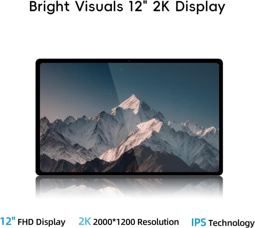 2-in-1 Laptop/Tablet (2025), Windows 11 PC with Magnetic Keyboard, 12” 2K FHD IPS Touchscreen Display, 4-core N95, 12GB DDR5 RAM 512GB SSD, 2 Stereo Speakers Computer for Home Business Students