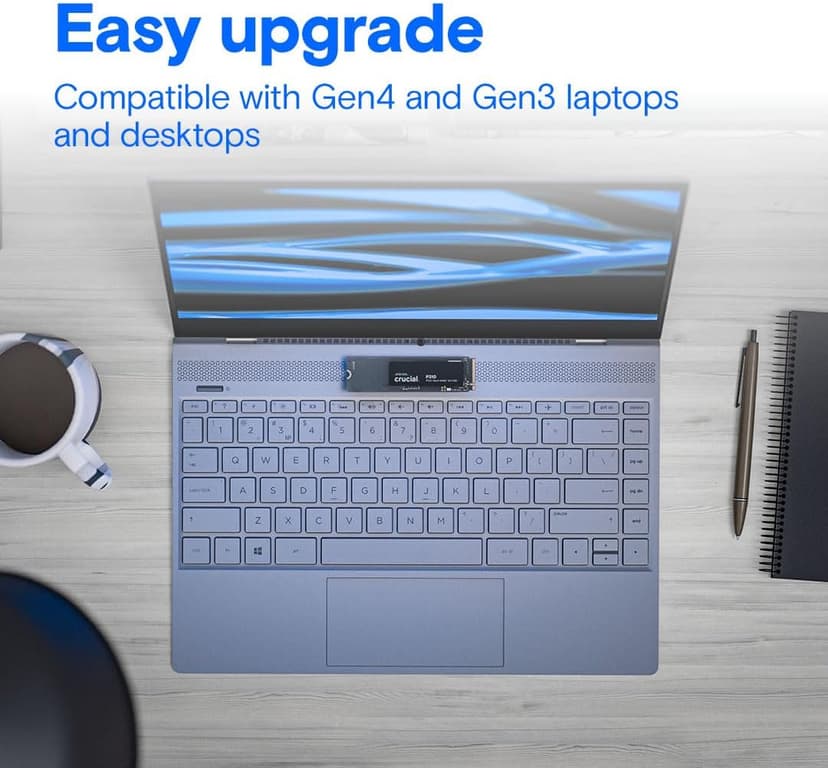 Crucial P310 1TB SSD, PCIe Gen4 NVMe M.2 2280, Up to 7,100MB/s, for Laptop, Desktop (PC), & Handheld Gaming Consoles, Includes Acronis Data Recovery Software, Solid State Drive - CT1000P310SSD801