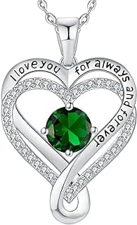 Jewelry for Women Wife Infinity Heart Birthstone I Love You Necklace S925 Anniversary Women Necklaces for Her Wife Birthday Gift Ideas, Birthday Present for Girlfriend Mom Daughter Sterling Silver