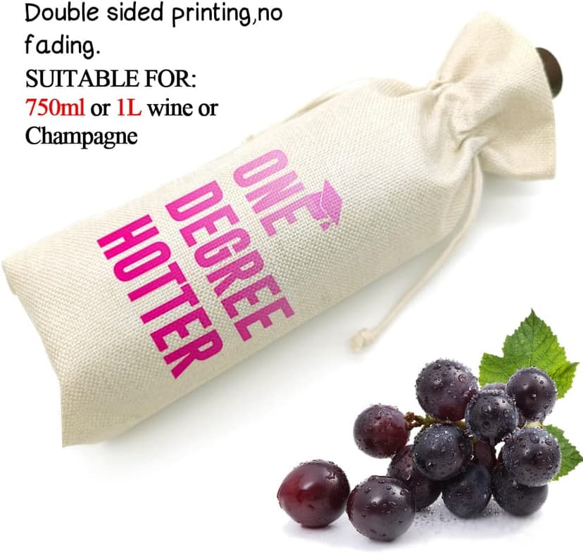 Graduation One Degree Hotter,Funny Cute Wine Bag Gift,College Graduation Gift for Him Her Grad Masters Congrats Cap-Linen Drawstring Wine Bags(5SW113) B0BPC5W9VV