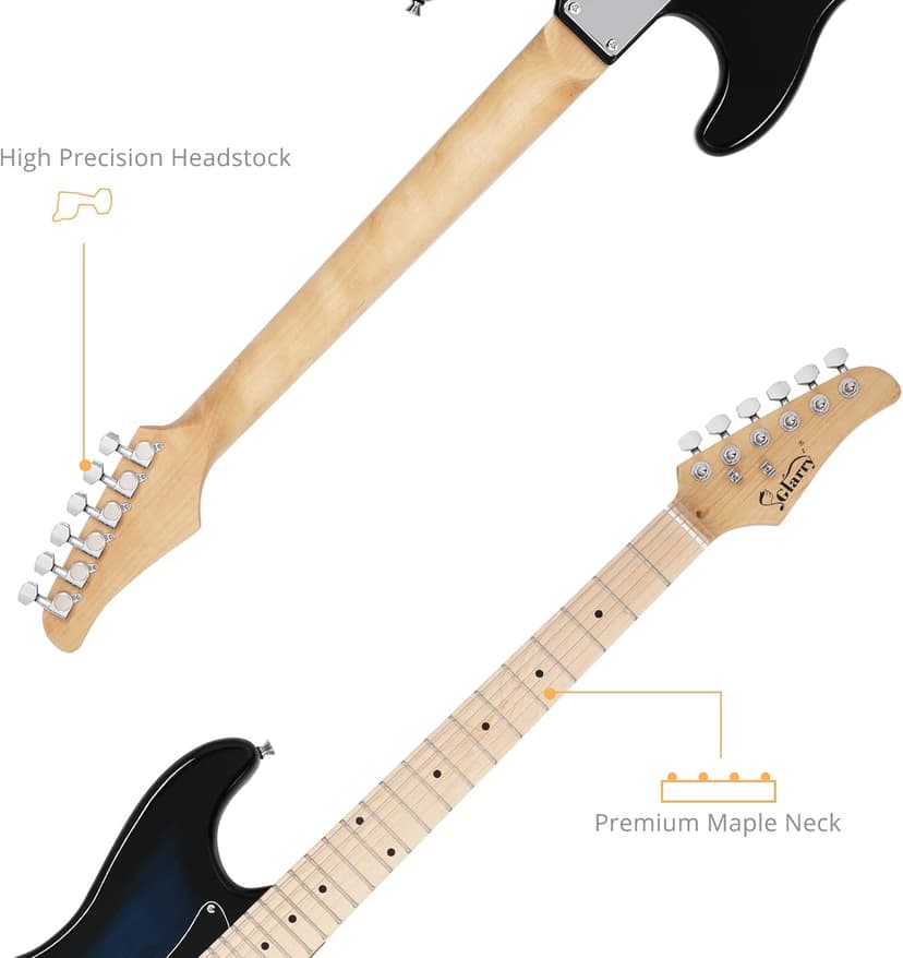 GLARRY 39" GST Series Electric Guitar Kit with Amp for Beginner Starter, HSS Pickups Full Size Guitar Included Digital Tuner, Strings, Picks, Tremolo Bar, Shoulder Strap, and Portable Case (Dark Blue)