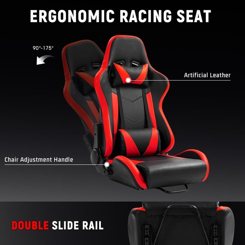 Dardoo G29 Adjustable Gaming Sim Cockpit With Red Seat Fit for Logitech G920 G923, for Thrustmaster T300 Racing Steering Wheel Stand, Not Including Steering Wheel Pedal and Handbrake