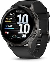 Garmin Venu® 4, 45mm, Advanced Health and Fitness GPS Smartwatch, Bright and Colorful Display, Built-in Flashlight, 12 Days of Battery Life, Slate with Black Silicone Band
