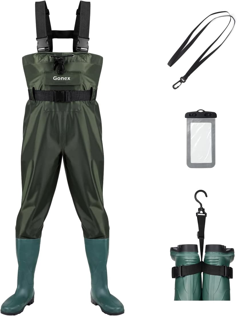 Gonex Chest Waders Hunting Fishing Waders for Men Women Waterproof 70D Nylon Wader for Duck Hunting Fishing Green, Sizes 8-13