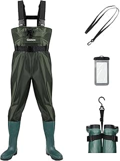 Gonex Chest Waders Hunting Fishing Waders for Men Women Waterproof 70D Nylon Wader for Duck Hunting Fishing Green, Sizes 8-13