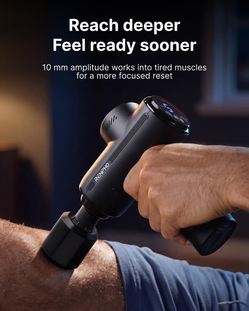 VA Display Handheld Percussion 10mm Deep Tissue Massager for Neck Back Muscle, FSA Eligible Gift for Men Women Athletes HSA RENPHO Active Thermacool 2 Massage Gun with Intuitive Heat and Cold Control B0FF9ZCW62