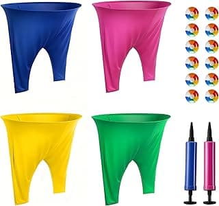 Granny Pants Outdoor Game, 4Pcs Granny Pants Yard Game for Adults and Kids, Giant Outdoor Tossing Games with 4 Oversized Pants & 12 Bouncy Balls, Easter Party Family Reunion Field Game Set