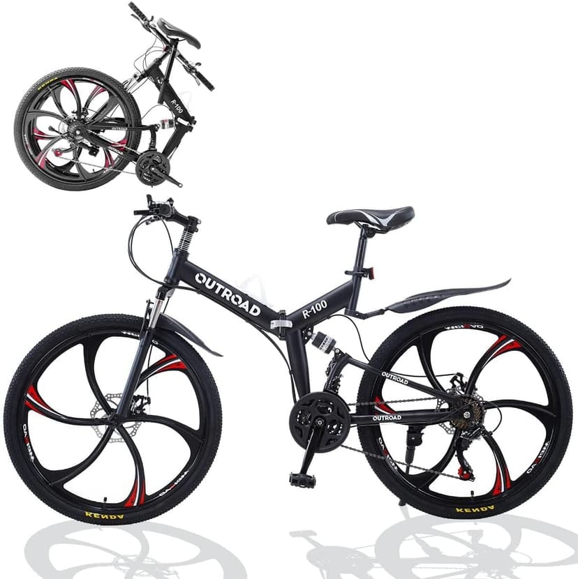 26 ich Folding Mountain Bike, 21 Speed High Carbon Steel Mountain Bike for Adults with 26 Inches Durable Tires, Front Suspension Folding Bicycle for Women and Man | 26 ich, High Carbon Steel, Durable Tires, Front Suspension, Folding Bicycle