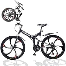 26 ich Folding Mountain Bike, 21 Speed High Carbon Steel Mountain Bike for Adults with 26 Inches Durable Tires, Front Suspension Folding Bicycle for Women and Man | 26 ich, High Carbon Steel, Durable Tires, Front Suspension, Folding Bicycle