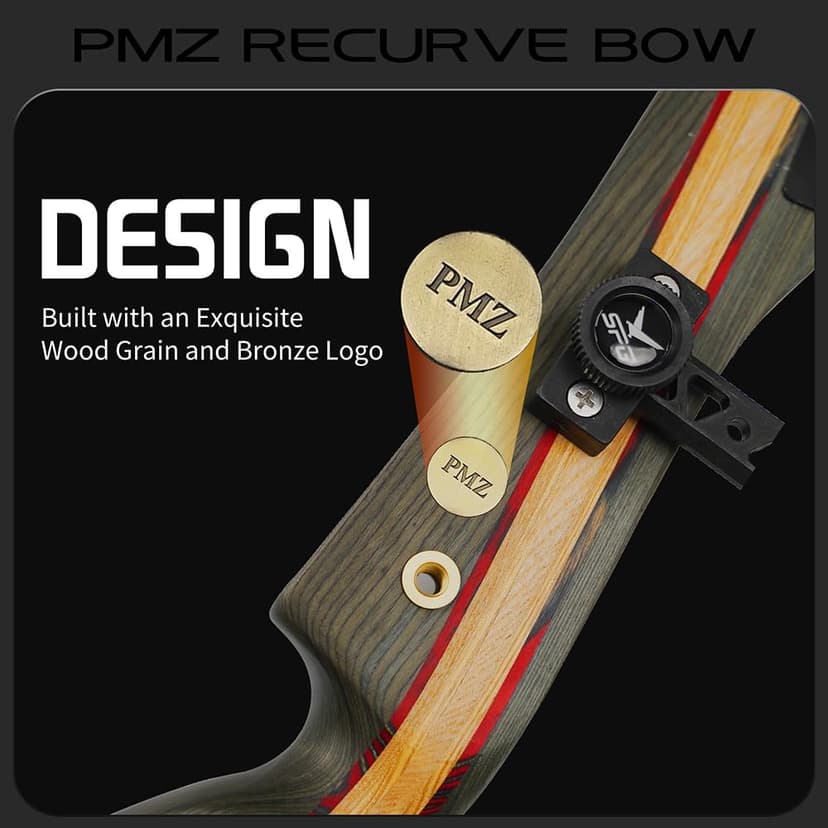 PMZ Recurve Bow and Arrow Set, Professional Aldults Archery Hunting Bow Kit, Ergonomic Design 67.5'' Takedown Bow for Youth Beginners Enthusiasts and Hunting, Right Hand (20-60lbs)