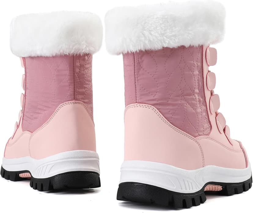 COOJOY Womens Waterproof Winter Snow Boots Warm Shoes Furry Mid Calf Lightweight Walking Hiking Booties