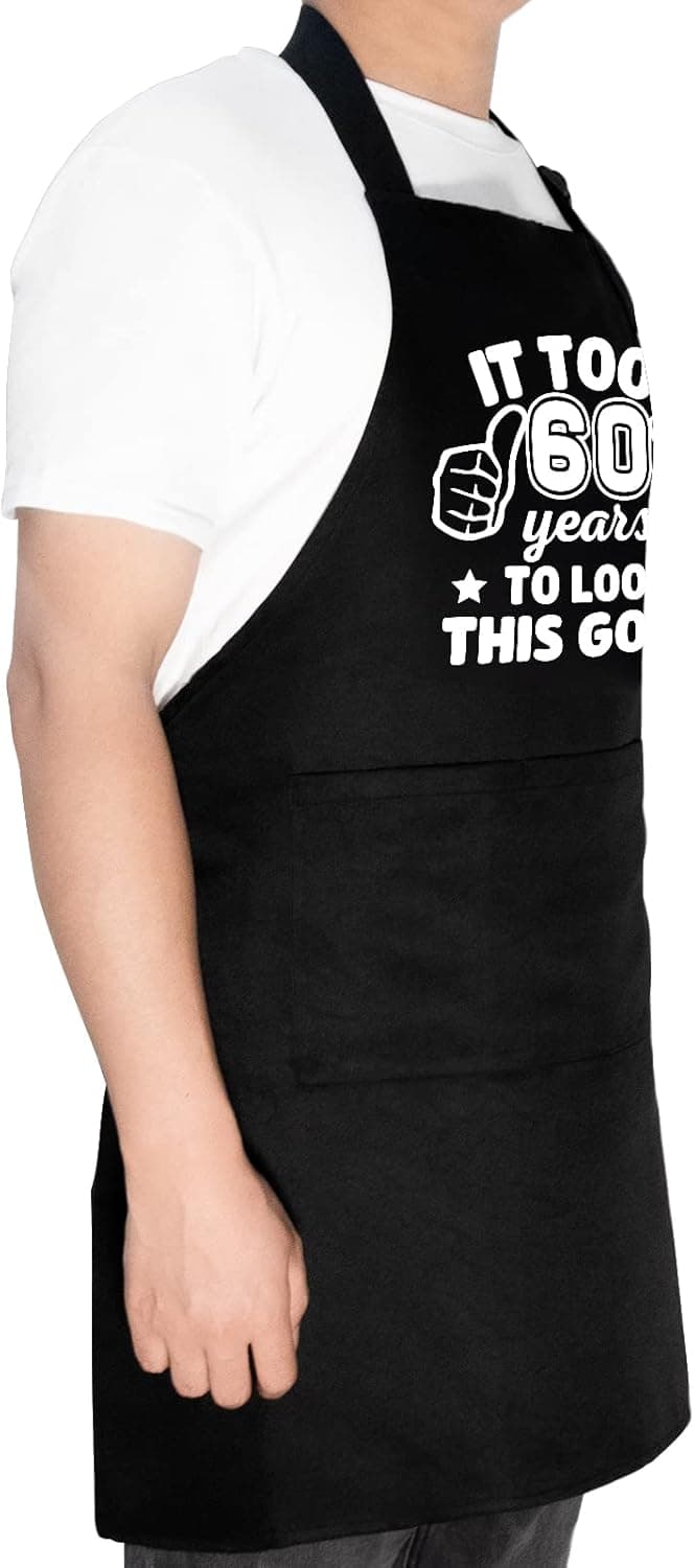 30th 40th 50th 60th 65th 70th 75th Birthday Gifts for Men, Chef Aprons for Men with 3 Pockets