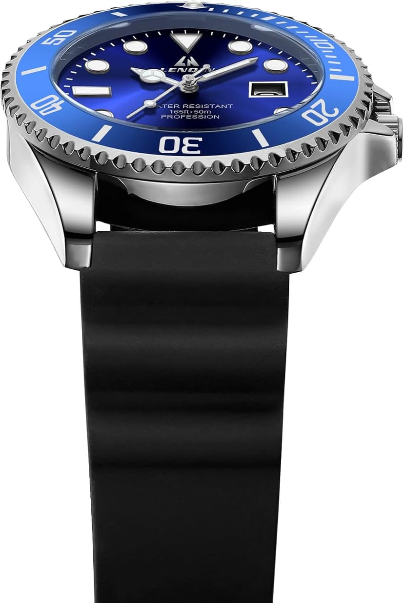 LN LENQIN Mens Watches Stainless Steel Waterproof Analog Quartz Watch for Men with Date Luminous Fashion Wristwatch