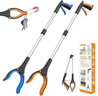 32" Grabber Reacher Tool, 2-Pack Foldable Reacher Grabber Pickup Tool with 360° Rotating Jaw & Magnet, Trash Picker Upper Grabber, Lightweight Grabbers for Seniors Heavy Duty B0CGDM3SCN