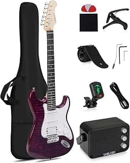 UST-200 Beginner Electric Guitar Kit HSS Pickup, Versatile 5-Way Switch for Clean to High-Gain Tone, Full-Size ST Style Guitar for Starter & Intermediate Players, Gig Bag, Digital Tuner Purple