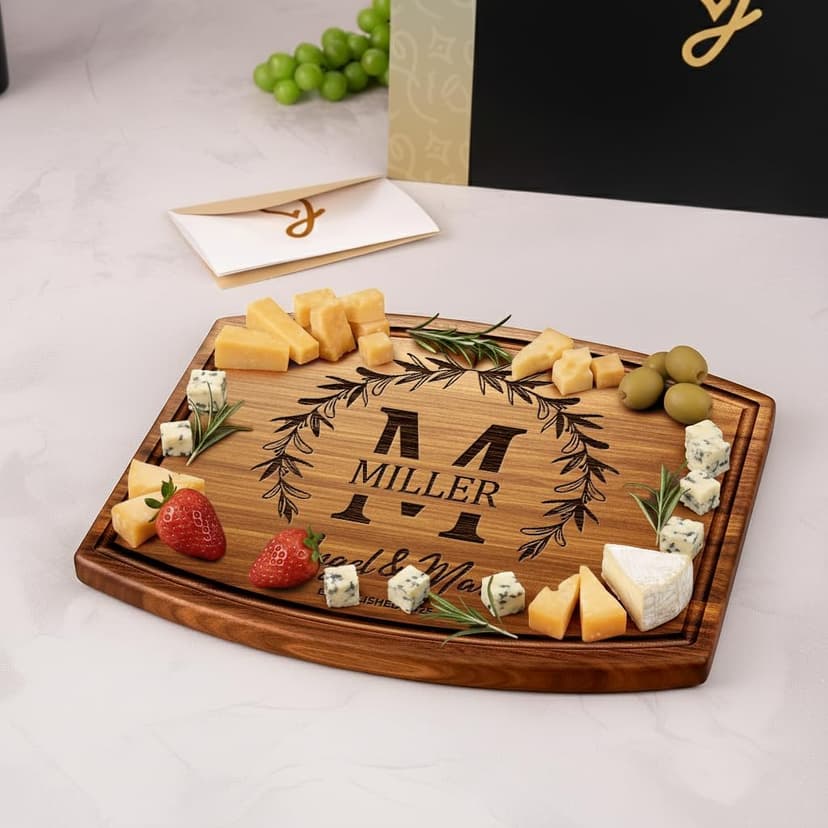 Personalized Wedding Gifts for Couples 2025, Custom Walnut Cutting Board for Kitchen, Personalized Bridal Shower, Best Wedding Registry and Engagment Gift