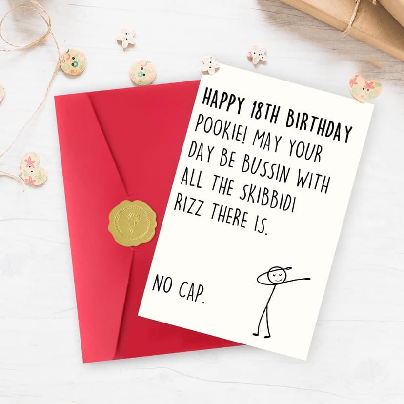 IDU 18th Birthday Card,Happy 18th Birthday Gifts & Decorations for Boys Girls,Funny 18 Year Old Birthday Gifts Cards for Son Daughter with Gen Z Slang Meme-Inspired Design
