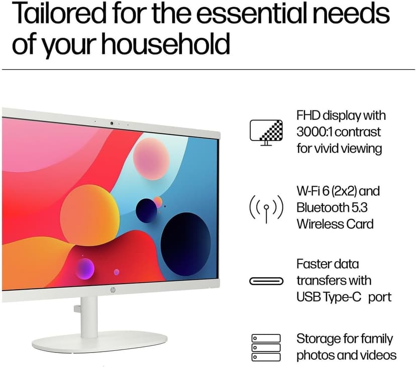 HP 2025 22" FHD All-in-One Desktop Computer • The New Version for Everyday Use • Latest 13th Gen Intel Quad-Core CPU • 8GB DDR5 • 128GB Storage • HDMI • Type-C • Wi-Fi • HD Webcam • Win11 Pro