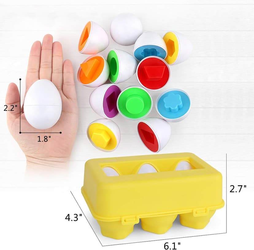 VUIYA Toddler Toys - Color Matching Egg Set - Educational Color, Shapes and Sorting Recognition Skills - Puzzle for Kid Baby Boy Girl, Easter Basket Gift (6 Eggs) B08RRM7V1P