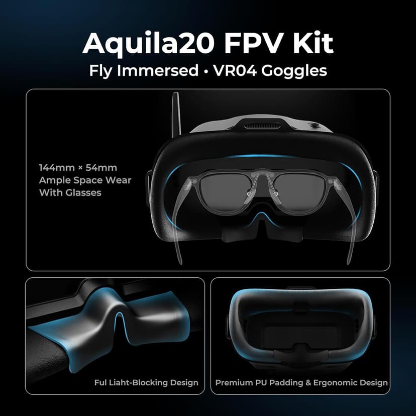 BETAFPV Aquila20 FPV Kit with Altitude Hold Stable Hover, LiteRadio 4 SE Radio Transmitter, VR04 FPV Goggles DVR Supported, 3 Modes 2S Propulsion System Drone RTF for FPV Beginner Fly Indoor Outdoor