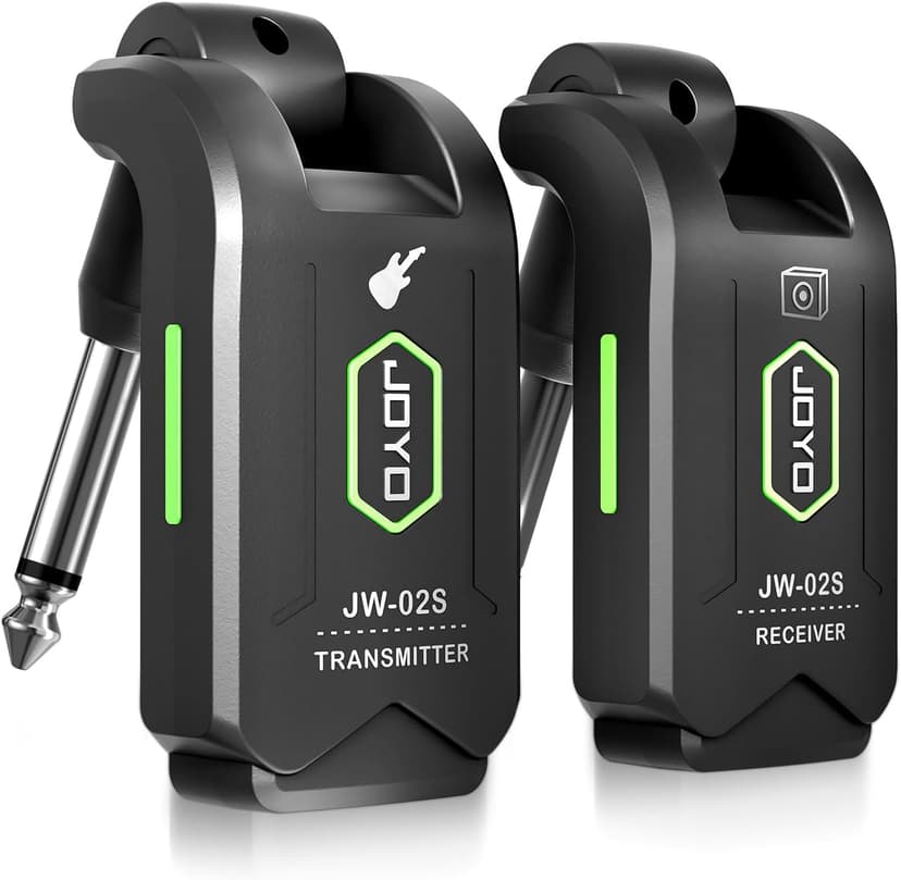 JOYO 5.8GHz Wireless Guitar System Wireless Guitar Transmitter Receiver Rechargeable Audio with 4 Signal Channels for Electric Guitar Bass 20M (JW-02S)