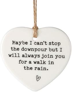 Maybe I Can't Stop the Downpour Plaque, Ceramic Heart Souvenir Hanging Friendship Plaque Crafts Friendship Gift Bestie/Sister Tough Time Gift Hang Sign Ornament for Wall Door Decor