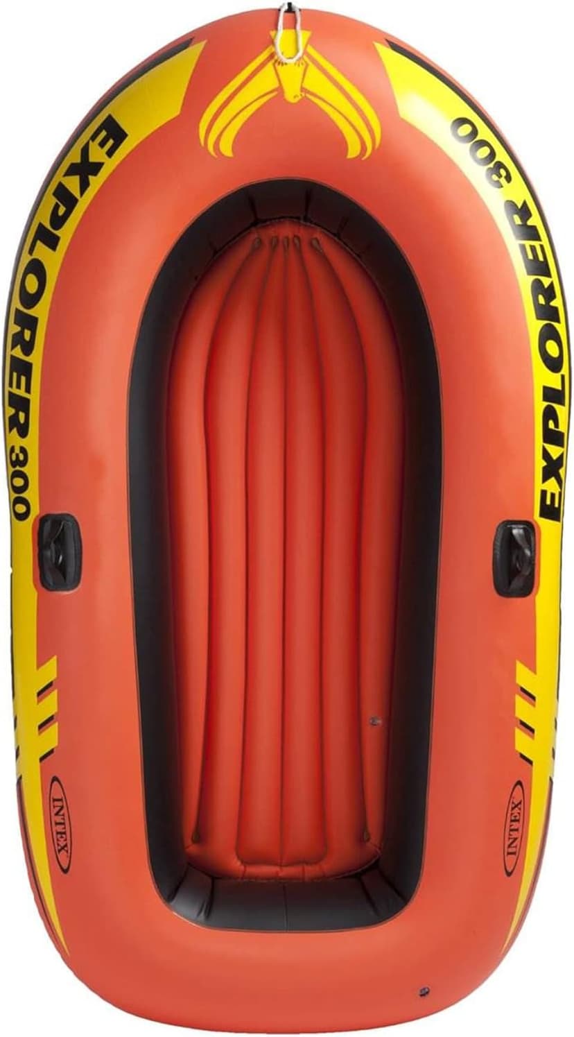INTEX Explorer Compact Inflatable Boat Series: Dual Air Chambers – Welded Oar Locks – Grab Handles – Bow Rope – Sporty Design